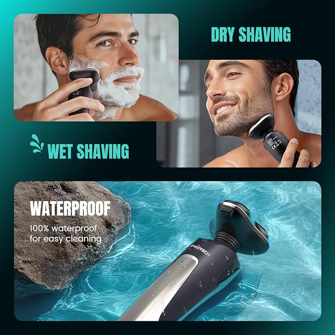 Electric Razor for Men - Rechargeable Electric Shaver for Men Rechargeable Waterproof Wet Dry Cordless Razor