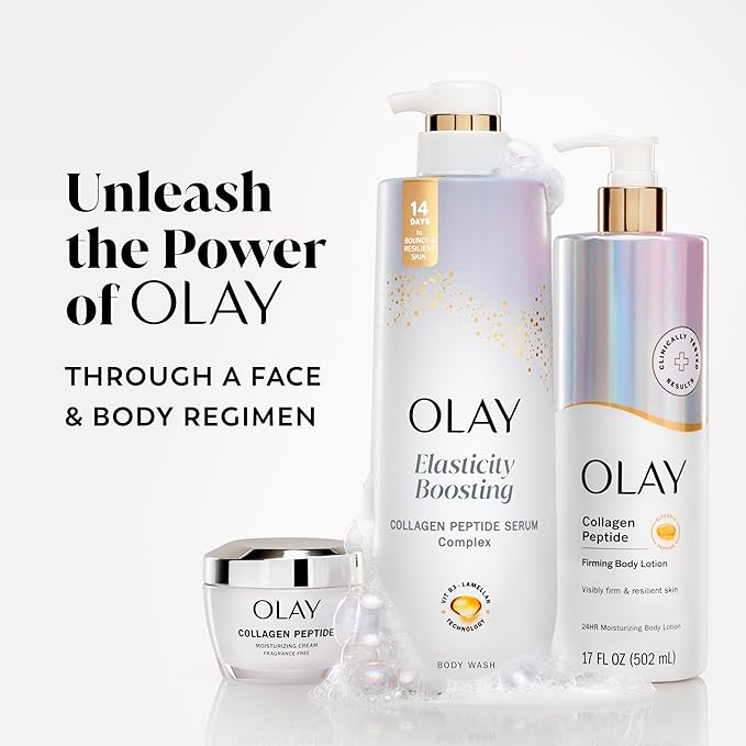 Olay Body Wash for Women Elasticity Boosting Collagen Peptide Serum Complex Renews Moisture Free of Parabens &amp Phthalates Vitamin B3 Lameller Technology For All Skin Types 20 fl oz (Pack of