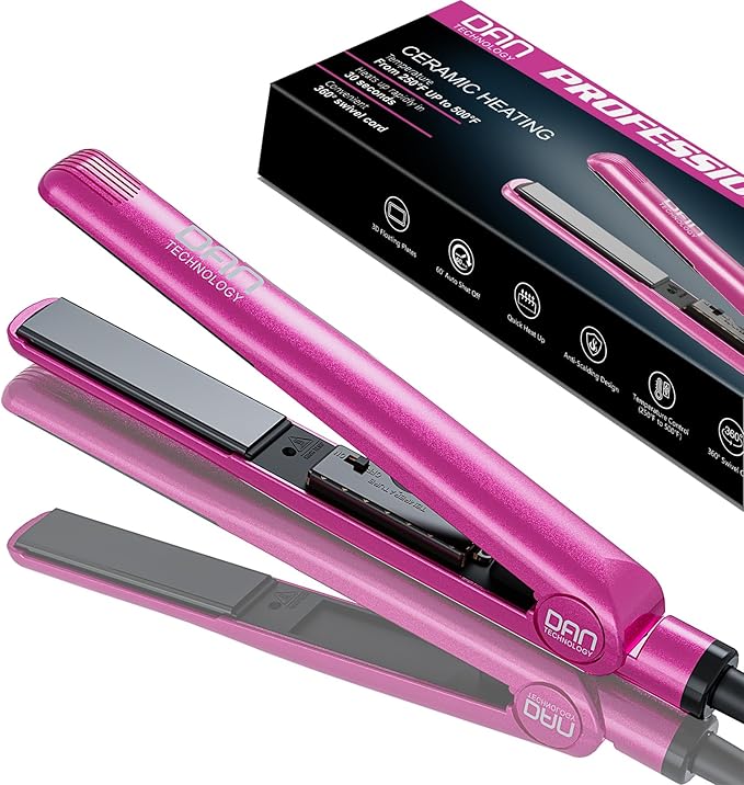 Dan Technology 2-in-1 1 Ceramic Flat Iron: Dual Voltage Adjustable Temperature Professional Straightener for Black Hair
