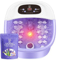 Foot Spa Bath Massager with Heat Bubbles and Vibration Massage and Jets 16 OZ Calming Lavender Foot Soak Epsom Salt MoodRelish Foot Soaker With Red Light 22 Massage Rollers Adjustable Temp -Purple