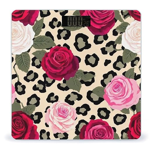 Smart Scale for Body Weight Automatic Switch Digital Bathroom Weighing Scale Animal Rose Flowers Cheetah Leopard Print Floral