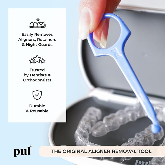PUL Dental Care Bundle: Pack of 200 Floss Picks + 4-Pack of Clear Aligner Removal Tool – Mint Teeth Flossers for Deep Cleaning Tool for Invisalign &amp All Clear Aligners &amp Retainers