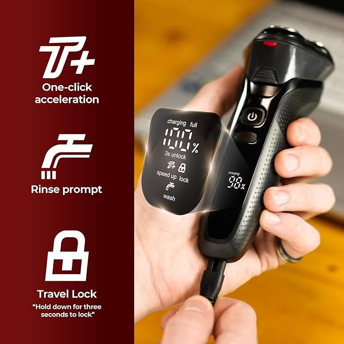 Cordless Electric Razor for Men: 3-in-1 Electric Shavers for Men - IPX7 Waterproof &amp Precision Blades - Turbo Speed Travel Kit for Beard Nose Sideburns