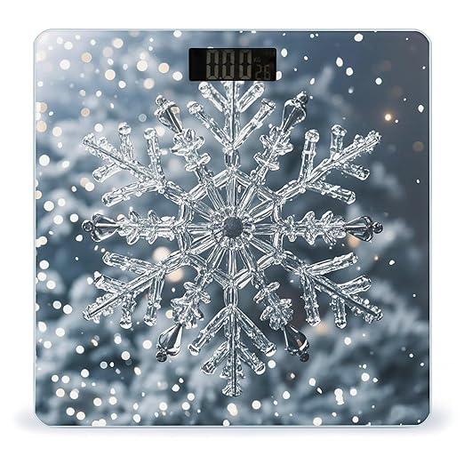 Transparent Snowflake Scale for Body Weight Highly Accurate Digital Bathroom Body Scale Digital Bathroom Scales for People Anti-Slip Large LCD Display Smart Scales