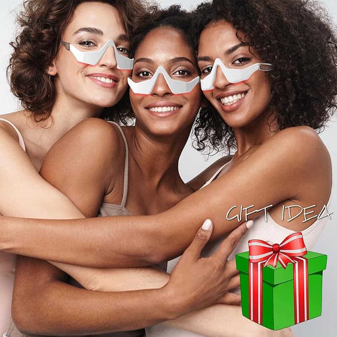 Red Light Therapy Glasses Microcurrent Eye Massager Device Red Light Eye Mask for Eye Bags Dark Circles Puffiness Wrinkles Fine Lines