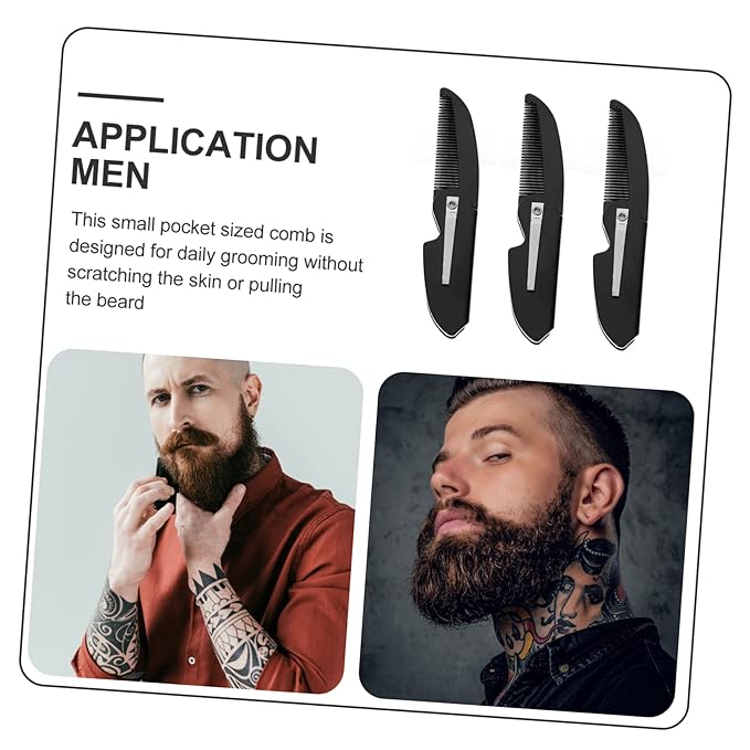 Housoutil 12pcs Portable Folding Pocket Combs for Men Beard Styling Combs Travel-friendly Hair for Grooming Beards and Hair Practical Supply Accessories