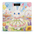 Flowered Dress Rabbit Smart Scale for Body Weight Digital Bathroom Scale Toughened Glass Weight Scale with Large LCD Backlight Display High Precision Scales Weighing Machine