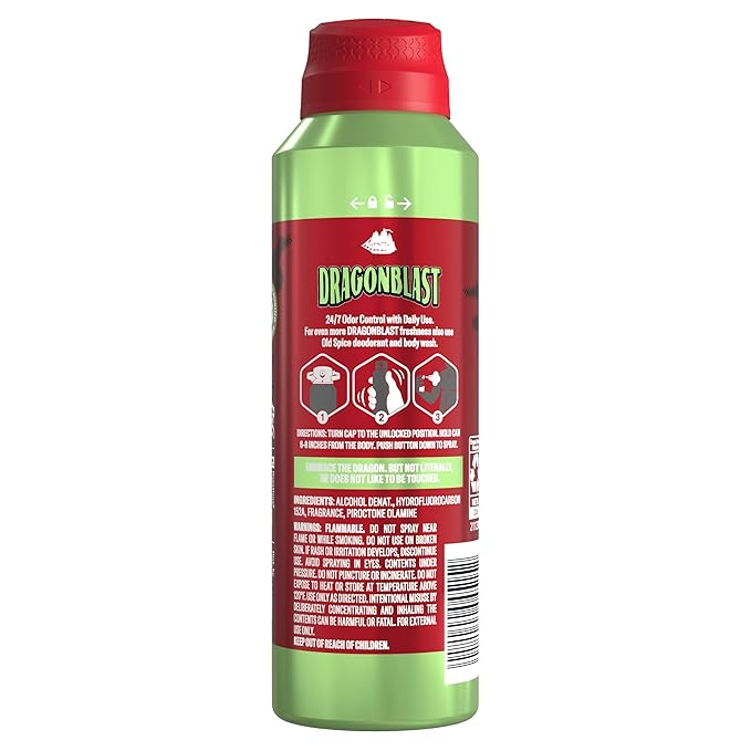 Old Spice Aluminum Free Body Spray for Men 24/7 Odor Protection 24/7 Lasting Fragnance &amp Freshness Cologne Quality Scent Dragonblast with Warm Woodsy Scent 5.1 oz (Pack of 3)