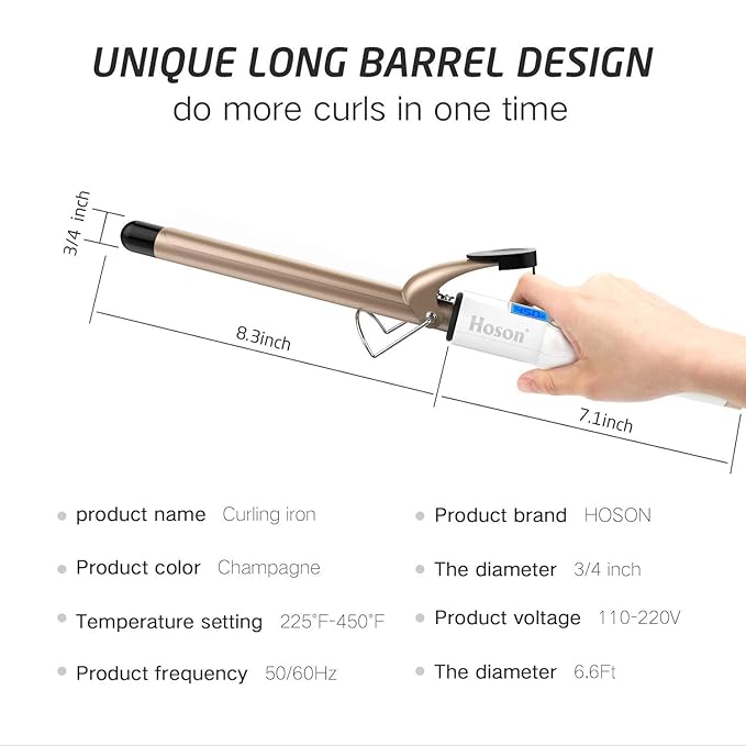 3/4 Inch Curling Iron Professional Ceramic Tourmaline Curl Wand Barrel Hair Curler Iron for Short HairGlove Include Glove Include Gold