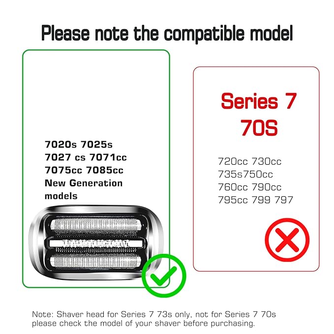 S7 73S 360 Replacement Head Foil &amp Cutters for Braun Series 7 Eletric Shavers Compatible with Braun New Generation 7020s 7025s 7027 cs 7071cc 7075cc 7085cc Razor