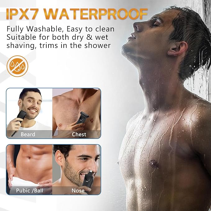 Manscape Beard Trimmer for Men Groin &amp Body Hair Trimmer Ball Shaver Nose Hair Clippers All-in-One IPX7 Waterproof Men's Wet/Dry Groomer Kit Rechargeable with Travel Case LED Display