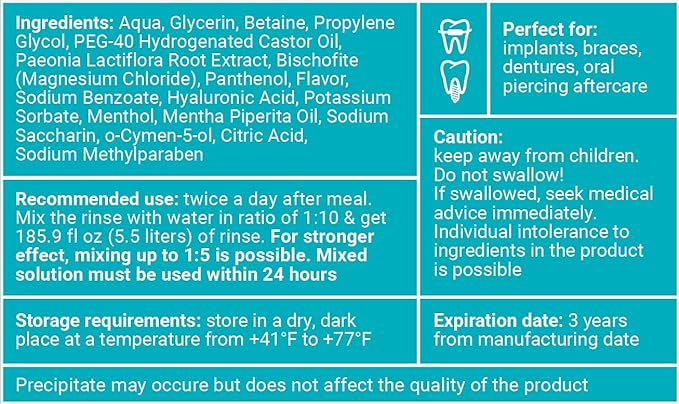 Concentrated Irrigant and mouthwash Dry Mouth | Add to Water Flossers | Fruit Flavor | When dilluted 16.9 fl.oz = 186 fl.oz | Alcohol Free Fluoride Free. Made in USA (Non-Medical) WATER DENT