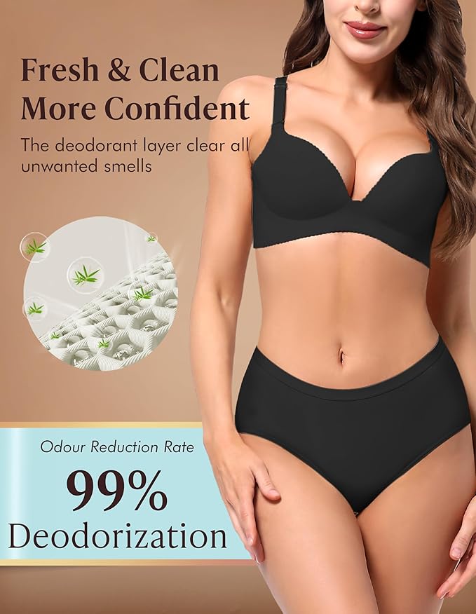 AIRCUTE Washable Adult Urine Incontinence Underwear for Women Leak Proof Absorbent Bladder Protective Panties(Small 3 Pack)