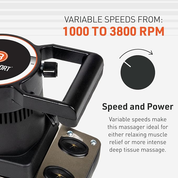 Body Sport Therapeutic Variable Speed Professional Vibrating Massager for Pain &amp Aching Muscle Relief – High-Powered Effective Chiropractic Myofascial Release Tool &amp Trigger Point Therapy