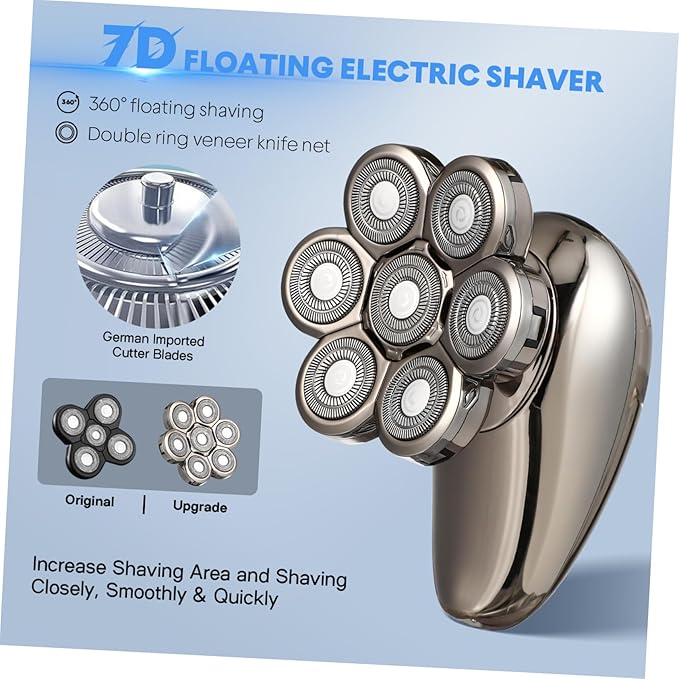 PartyKindom Head Electric Shaver for Men Beard Trimmer Multifunctional Razor Facial Cleaning Machine Travel Shaver Kit