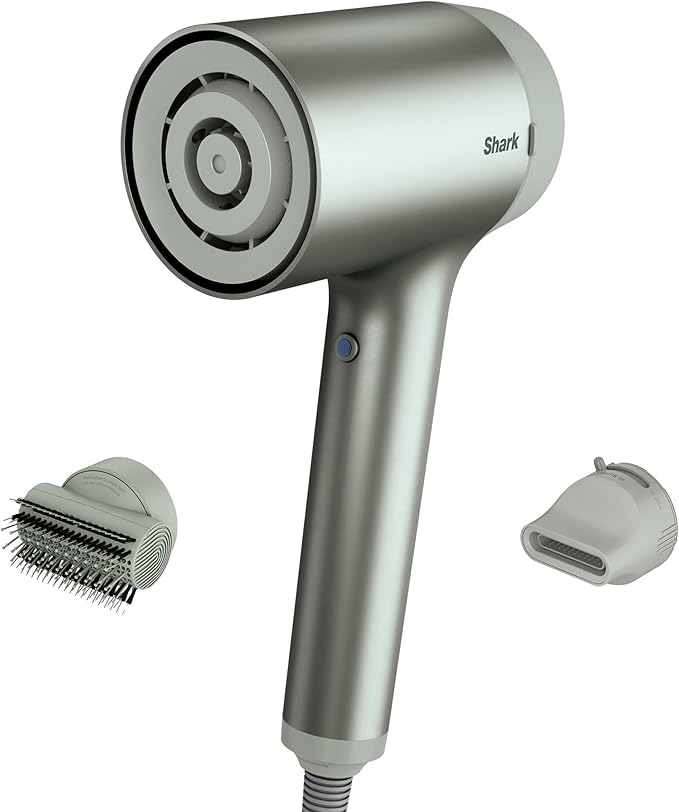 Shark HD112GNBRN HyperAIR Fast-Drying Hair Blow Dryer with IQ 2-in-1 Concentrator and Styling Attachments Auto Presets Rotatable Hot Air Brush No Heat Damage Ionic Matcha
