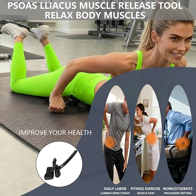 Psoas Release Tool-Hip HookHip Flexor Release Tool&ampIliacus Muscle Release Tool-Back Stretcher Tool to Relieve Lower Back PainHip Tightnessand Fatigue Caused by Overexertion or Prolonged Sitting
