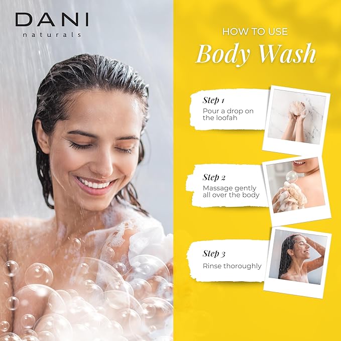DANI Naturals Body Wash - Warm Sandalwood Vanilla Scent with Organic Aloe Vera &amp Natural Glycerin - Sulfate &amp Paraben-Free Shower Gel - For Men &amp Women - 12 oz - Vegan &amp Cruelty-Free