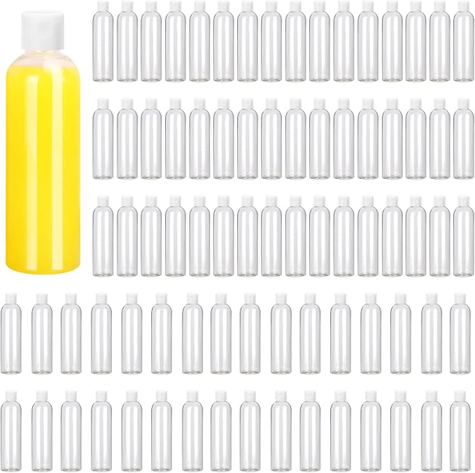 80 Pack 4 oz Plastic Bottles with White Top Caps Clear Empty Bottles Cosmetic Containers for Lotion and Shampoo Travel-Friendly Bottles BPA-Free for Liquids and Personal Care