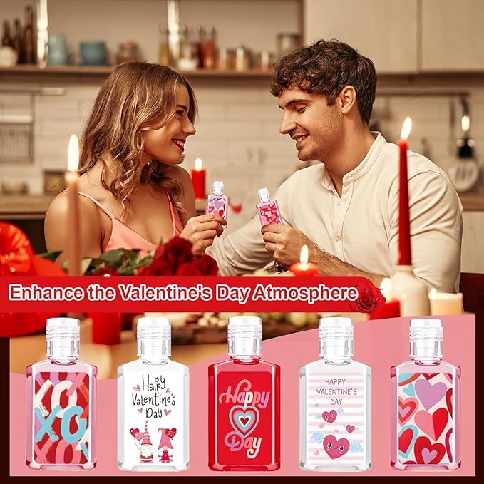 50 Pcs Valentines Mini Hand Sanitizer Bulk Valentine's Gift Favors Small Hand Soap for Guest 1fl Oz Travel Size Hand Soap Gift for Valentine Party Supplies
