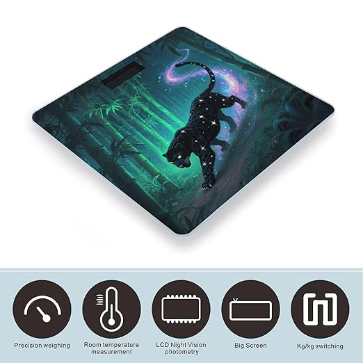 Star Panther Bamboo Scale for Body Weight Sturdy Tempered Glass Weighing Scales with LCD Display Accurate Digital Bathroom Scale Convenient Body Fat Smart Scales Easy Read