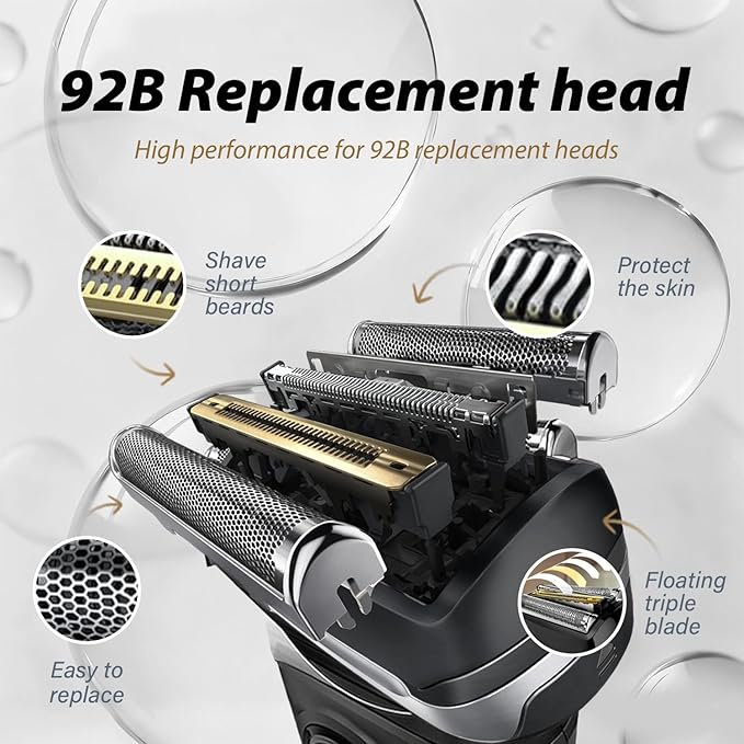 92B Electric Replacement Shaver Head Compatible with Series 9 Shaving Razor Head Suitable for S9 9290cc 9291cc 9370cc 9376cc 9293s 9260s 9295cc 9385ccfor men.