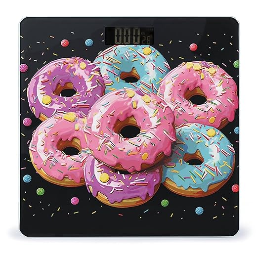 Donut Bathroom Scale for Body Weight Bathroom Digital Electronic Weighing Scale with Back Lit LED Display Sturdy Tempered Glass Weight Watchers Scales 400lb