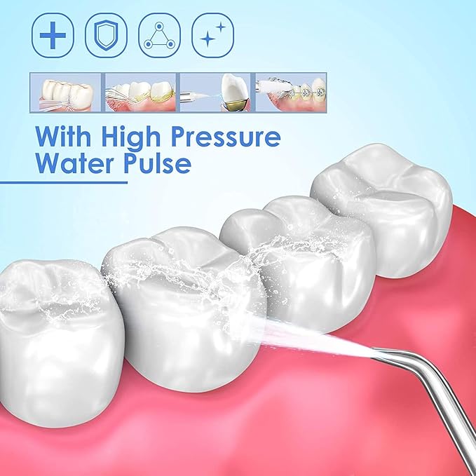Water Flosser Cordless Dental Oral Irrigator Portable and Rechargeable IPX7 Waterproof 3 Modes Water Flosser with Cleanable Water Tank for Home and Travel Braces &amp Bridges Care