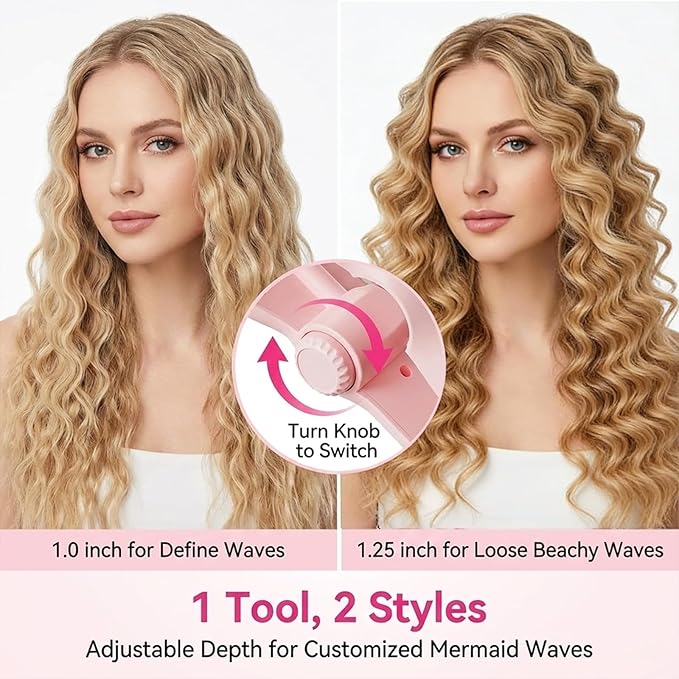 1&amp1.25 Inch Hair Crimper for Women - Curling Iron Waver Hair Tool to Adjustable Groove - Rizadora para Cabello - Anti-Scald Tech Hair Waver - Ionic Ceramic Coating for Long-LastingFast HeatingPi