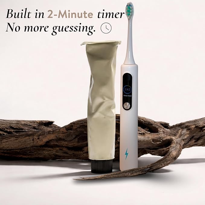 Electric Toothbrush with Tynex Bristles - Rechargeable Toothbrush with 30-Second Reminder &amp 2-Minute Smart Timer - IPX7 Waterproof Sonic Tooth Brush Includes 2 Tooth Brush Heads