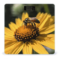 Yellow Flower with Black Bee Digital Bathroom Scale for Body Weight with High Precision Digital Weighing Scale with BMI Clear LCD Display and Step-On Measures Weight Up to 180kg