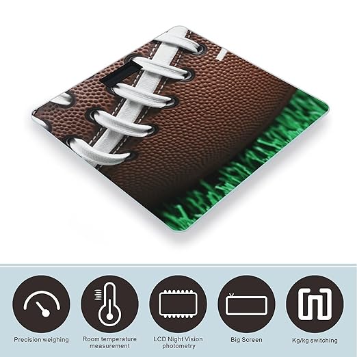 American Football Laces Bathroom Scale Rounded Smart Scale for Body Weight Automatic Power On/Off Weight Scales Accurate Bathroom Digital Scales for Pet Home Bedroom Kitchen