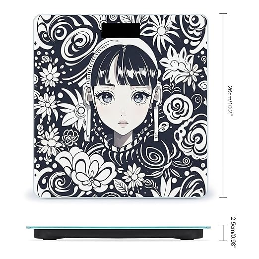 Ink Style Pattern Scale for Body Weight Digital Bathroom Scale Toughened Glass High Precision Scales for Body Weight with Large LCD Backlight Display Weight Scales