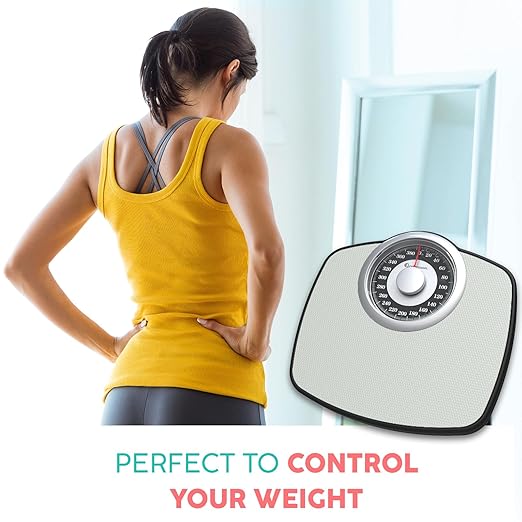 Adamson A25 Scales for Body Weight - Up to 400 LB - 5.3 Dial on 13.77 x 14.17 Platform - Anti-Skid Rubber Surface - High Precision Bathroom Scale Analog - Durable with 20-Year Assurance - Grey