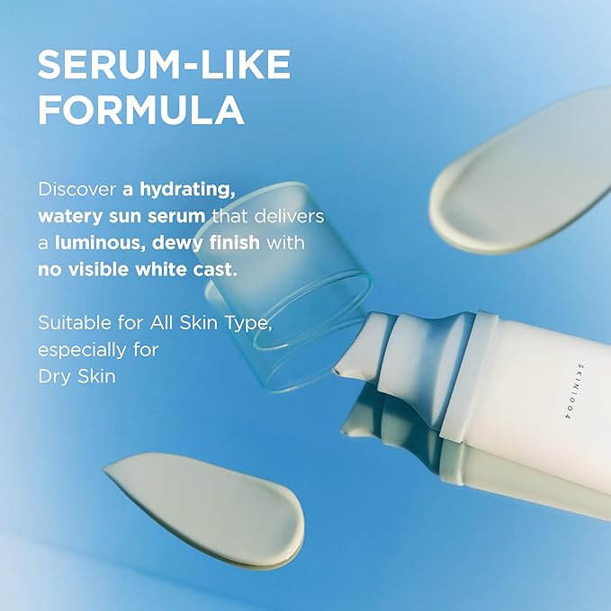 SKIN1004 Centella Hyalu-Cica Water-Fit Sun Serum UV Korean Sunscreen SPF 50 Centella Sunscreen Travel Essentials Sunscreen with Hyaluronic Acid No White Cast Korean Skin Care 1.69 fl.oz / 50ml