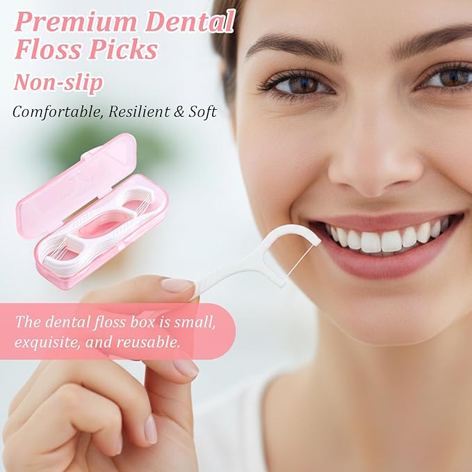 100 Packs/1000Pcs Dispenser Dental Floss Case Professional Toothpicks Sticks with Travel Case Superfine Floss Picks Adult Teeth Cleaning Toothpick Flossers for Travel Office Home Use