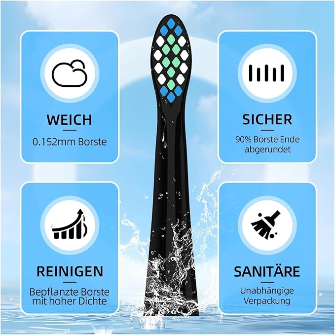 10 PCs Compatible with Oral-B Pulsonic Electric Toothbrush Sound Replacement Heads(Black)