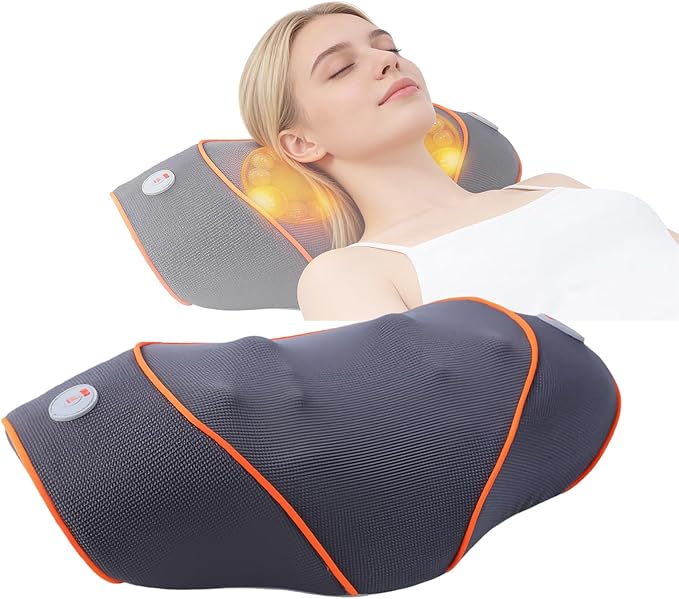 Shiatsu Neck and Back Massager Pillow with Heat Cordless Electric Deep Tissue Massage for Shoulder Comfort &amp Posture Support Rechargeable Portable Full Body Masajeador