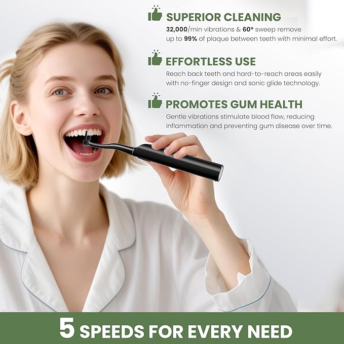 Electric Flosser for Teeth Water Flosser Alternative with 5 Speeds + 54 Refill Heads 5X Cleaning &amp 60 Day Battery Life Oscillation Gliding for Sensitive Gum Care Dentist Recommended -Black