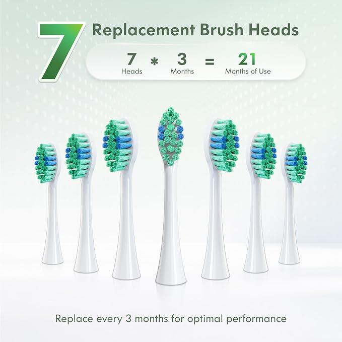 Electric Toothbrush for Adults Kids Electric Toothbrush Rechargeable Sonic Toothbrush Ultrasonic Toothbrush with Travel Case Holder &amp 7 Brush Heads 6 Modes &amp 3 Intensities 2-Minute Timer (G