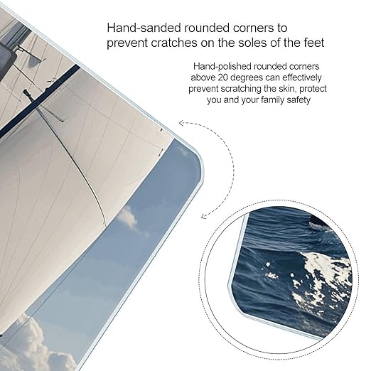 Nautical Sailboat Digital Bathroom Scale for Body Weight Weighing Scale with Backlit LCD Display High Precision Measurements &amp Measures Weight Up to 180kg