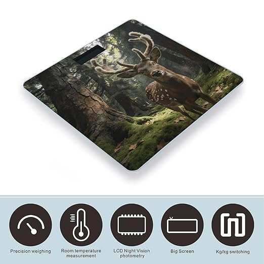 Deer in The Woods Smart Scale for Body Weight Digital Bathroom Scale Toughened Glass Weight Scale with Large LCD Backlight Display High Precision Scales Weighing Machine
