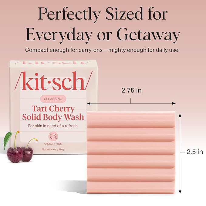 Kitsch Tart Cherry Soap Bar &amp Hair Perfume – 2-Piece Body &amp Hair Care Shower Set