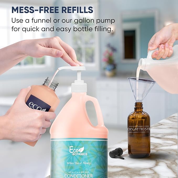 Terra Pure 1-Shoppe Eco Botanics Natural Conditioner with Raw Honey &amp White Tea | Gallon Jug Bulk Toiletries for Airbnb Vacation Rentals and Home Bathroom | Refill For Soap Dispensers