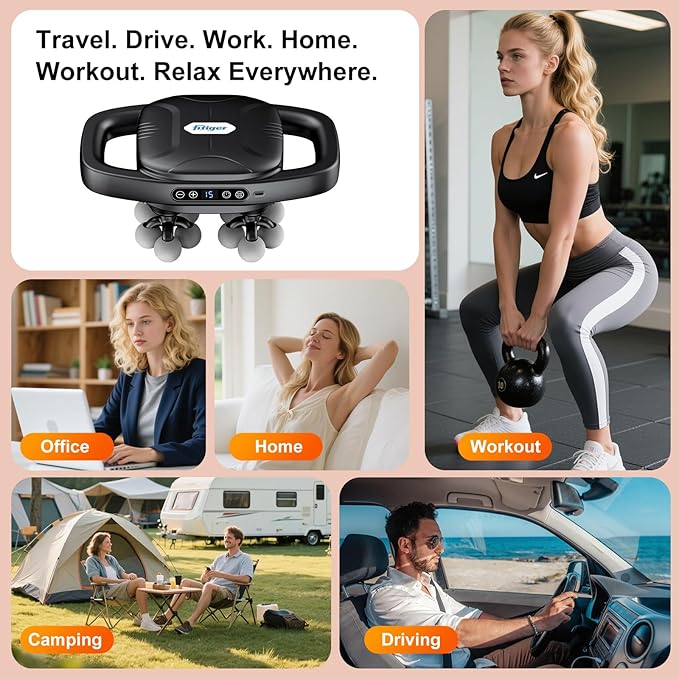 Deep Tissue Massager Gun for Back Shoulder and Neck Pain Relief Powerful Shoulders Back Massager Legs Foot Massager &amp Full Body Muscle Recovery with 16 Massage Heads 3 Modes &amp 30 Speed