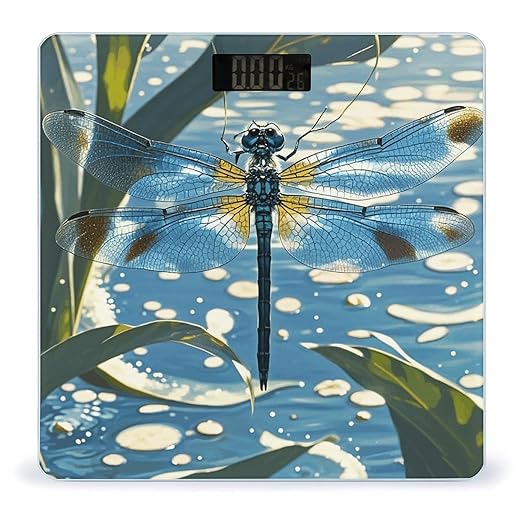 Blue Dragonfly Bathroom Scale for Body Weight LCD Display Digital Bathroom Scale Tempered Glass Bathroom Weight Scales Fashion Smart Scales for Home Bedroom 400 Lb