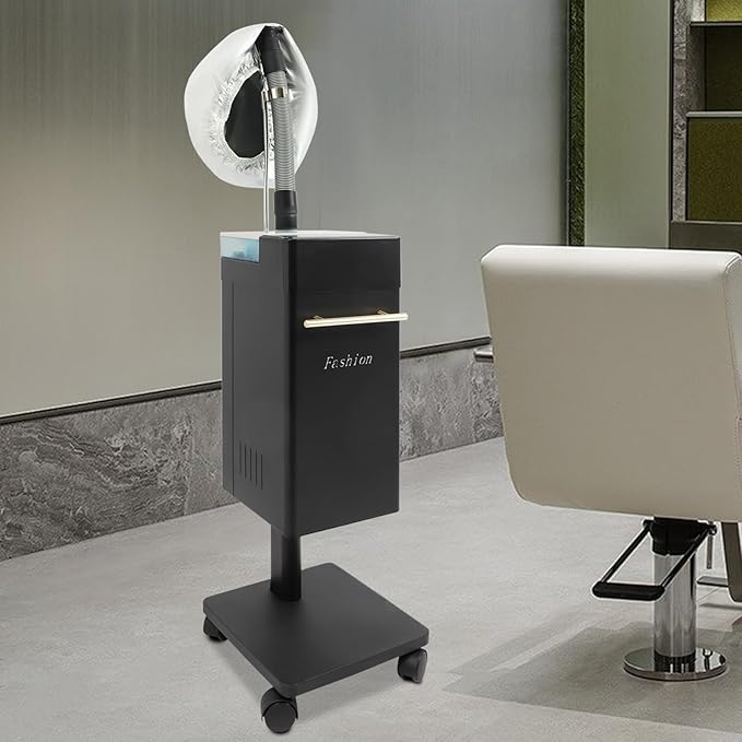 Professional Standing Hair Steamer Mobile Heating Steam Cap Rolling Hair Treatment Machine Multifunctional Hair Care Equipment Black for Hair Salon Spa
