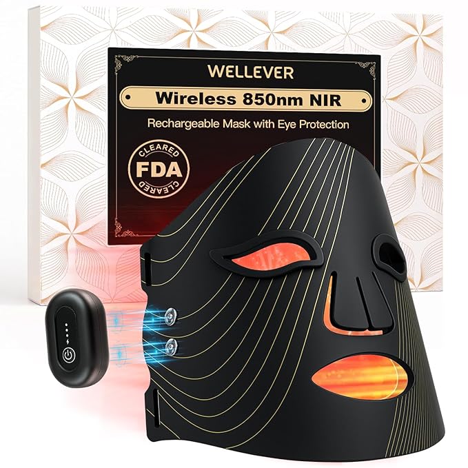 Red Light Therapy Mask for Face Wireless Led Face Mask Light Therapy with 850nm Near-Infrared 4 Modes Rechargeable Led Facial Skincare Device