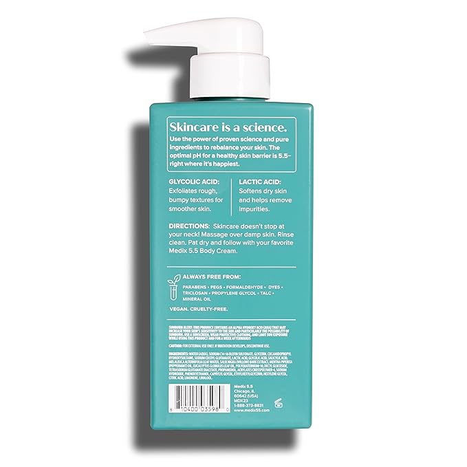 Medix 5.5 Glycolic Acid Exfoliating Body Wash + Retinol Age Rewind Body Treatment Cream + 3% Hyaluronic Acid Hydrating Serum Set