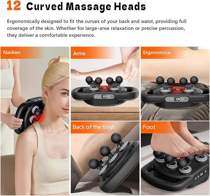 AdamPark Deep Tissue Massager Gun Electric Muscle Massager 12-Head Handheld Massage Gun with 9 Modes Quiet Massager for Back Pain Full Body Muscle Pain Relief Ideal Gifts for Women Men